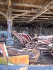 Parts of destroyed Brighton West Pier stored underneath part of the ruins