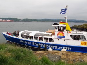 Cruise boat leaving us on Inchcolm Island, Scotland