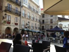 Relaxing in the plaza, Vigo, Spain